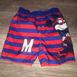 Disney Mickey mouse beach swimwear trunks shorts kids size 3T red and blue